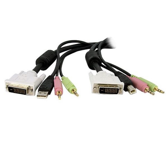 Picture of StarTech.com 10ft 4-in-1 USB Dual Link DVI-D KVM Switch Cable w/ Audio & Microphone