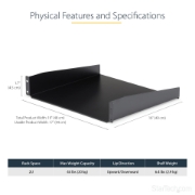 Picture of StarTech.com 2U Server Rack Shelf - Universal Rack Mount Cantilever Shelf for 19" Network Equipment Rack & Cabinet - Heavy Duty Steel – Weight Capacity 44lb/20kg - 16" Deep Tray, Black