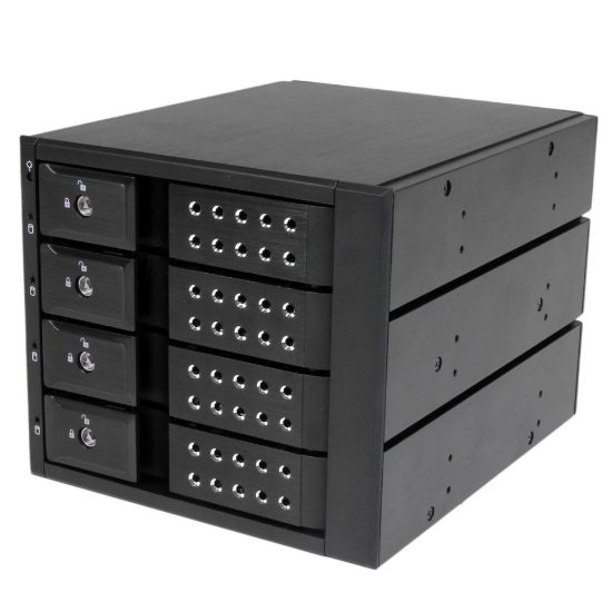 Picture of StarTech.com 4 Bay Aluminum Trayless Hot Swap Mobile Rack Backplane for 3.5in SAS II/SATA III - 6 Gbps HDD