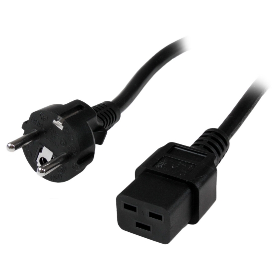 Picture of StarTech.com 2m (6ft) Computer Power Cord, 16AWG, EU Schuko to C19, 16A 250V, Black Replacement AC Power Cord, Printer Power Cord, PC Power Supply Cable, Monitor Power Cable - UL Listed