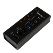 Picture of StarTech.com 4 Port USB 3.0 Hub plus 3 Dedicated USB Charging Ports (2 x 1A & 1 x 2A) - Wall Mountable Metal Enclosure~4 Port USB 3.0 Hub (5Gbps) plus 3 Dedicated USB Charging Ports (2 x 1A & 1 x 2A) - Wall Mountable Metal Enclosure