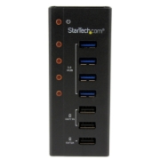 Picture of StarTech.com 4 Port USB 3.0 Hub plus 3 Dedicated USB Charging Ports (2 x 1A & 1 x 2A) - Wall Mountable Metal Enclosure~4 Port USB 3.0 Hub (5Gbps) plus 3 Dedicated USB Charging Ports (2 x 1A & 1 x 2A) - Wall Mountable Metal Enclosure