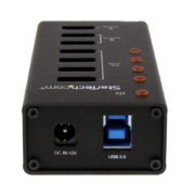 Picture of StarTech.com 4 Port USB 3.0 Hub plus 3 Dedicated USB Charging Ports (2 x 1A & 1 x 2A) - Wall Mountable Metal Enclosure~4 Port USB 3.0 Hub (5Gbps) plus 3 Dedicated USB Charging Ports (2 x 1A & 1 x 2A) - Wall Mountable Metal Enclosure