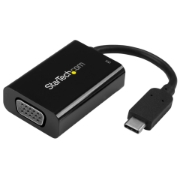 Picture of StarTech.com USB C to VGA Adapter with Power Delivery - 1080p USB Type-C to VGA Monitor Video Converter w/ Charging - 60W PD Pass-Through - Thunderbolt 3 Compatible - Black