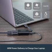 Picture of StarTech.com USB C to VGA Adapter with Power Delivery - 1080p USB Type-C to VGA Monitor Video Converter w/ Charging - 60W PD Pass-Through - Thunderbolt 3 Compatible - Black