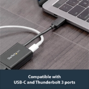 Picture of StarTech.com USB C to VGA Adapter with Power Delivery - 1080p USB Type-C to VGA Monitor Video Converter w/ Charging - 60W PD Pass-Through - Thunderbolt 3 Compatible - Black
