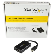 Picture of StarTech.com USB C to HDMI 2.0 Adapter with Power Delivery - 4K 60Hz USB Type-C to HDMI Display Video Converter - 60W PD Pass-Through Charging Port - Thunderbolt 3 Compatible - Black