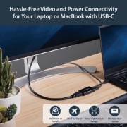Picture of StarTech.com USB C to HDMI 2.0 Adapter with Power Delivery - 4K 60Hz USB Type-C to HDMI Display Video Converter - 60W PD Pass-Through Charging Port - Thunderbolt 3 Compatible - Black