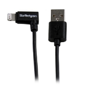Picture of StarTech.com 2 m (6 ft.) USB to Lightning Cable - Right Angle iPhone / iPad / iPod Charger Cable - 90 Degree Lightning to USB Cable - Apple MFi Certified - Black