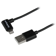 Picture of StarTech.com 2 m (6 ft.) USB to Lightning Cable - Right Angle iPhone / iPad / iPod Charger Cable - 90 Degree Lightning to USB Cable - Apple MFi Certified - Black