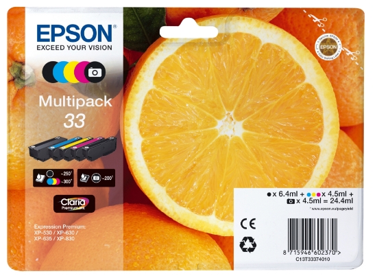 Picture of Epson Oranges Multipack 5-colours 33 Claria Premium Ink