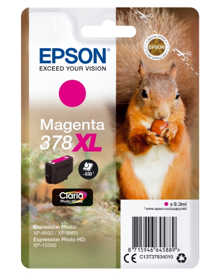 Picture of Epson Squirrel Singlepack Magenta 378XL Claria Photo HD Ink
