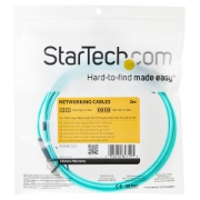 Picture of StarTech.com 2m (6ft) LC/UPC to LC/UPC OM3 Multimode Fiber Optic Cable, Full Duplex 50/125µm Zipcord Fiber Cable, 100G, Low Insertion Loss, LSZH Fiber Jumper Cord