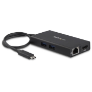 Picture of StarTech.com USB-C Multiport Adapter - USB-C Travel Docking Station with 4K HDMI - 60W Power Delivery Pass-Through, GbE, 2pt USB-A 3.0 Hub - Portable Mini USB Type-C Dock for Laptop