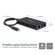 Picture of StarTech.com USB-C Multiport Adapter - USB-C Travel Docking Station with 4K HDMI - 60W Power Delivery Pass-Through, GbE, 2pt USB-A 3.0 Hub - Portable Mini USB Type-C Dock for Laptop