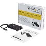 Picture of StarTech.com USB-C Multiport Adapter - USB-C Travel Docking Station with 4K HDMI - 60W Power Delivery Pass-Through, GbE, 2pt USB-A 3.0 Hub - Portable Mini USB Type-C Dock for Laptop