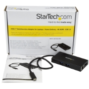 Picture of StarTech.com USB-C Multiport Adapter - USB-C Travel Docking Station with 4K HDMI - 60W Power Delivery Pass-Through, GbE, 2pt USB-A 3.0 Hub - Portable Mini USB Type-C Dock for Laptop