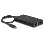 Picture of StarTech.com USB-C Multiport Adapter - USB-C Travel Docking Station with 4K HDMI - 60W Power Delivery Pass-Through, GbE, 2pt USB-A 3.0 Hub - Portable Mini USB Type-C Dock for Laptop