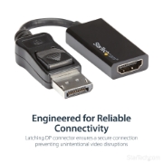 Picture of StarTech.com DisplayPort to HDMI Adapter - 4K 60Hz Active DP 1.4 to HDMI 2.0 Video Converter - DP to HDMI Monitor/TV/Display Cable Adapter Dongle - Latching DP Connector