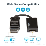 Picture of StarTech.com DisplayPort to HDMI Adapter - 4K 60Hz Active DP 1.4 to HDMI 2.0 Video Converter - DP to HDMI Monitor/TV/Display Cable Adapter Dongle - Latching DP Connector