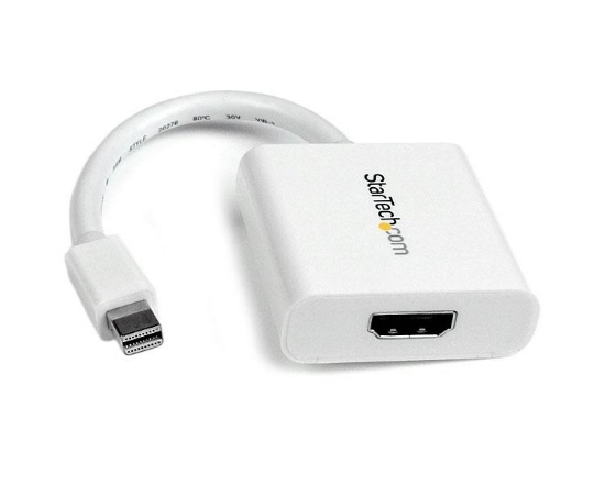 Picture of StarTech.com Mini DisplayPort to HDMI Adapter - mDP to HDMI Video Converter - 1080p - Mini DP or Thunderbolt 1/2 Mac/PC to HDMI Monitor/Display/TV - Passive mDP 1.2 to HDMI Dongle - White