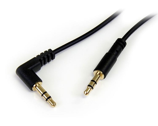 Picture of StarTech.com 1 ft Slim 3.5mm to Right Angle Stereo Audio Cable - M/M