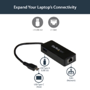 Picture of StarTech.com USB-C to Gigabit Network Adapter with Extra USB 3.0 Port