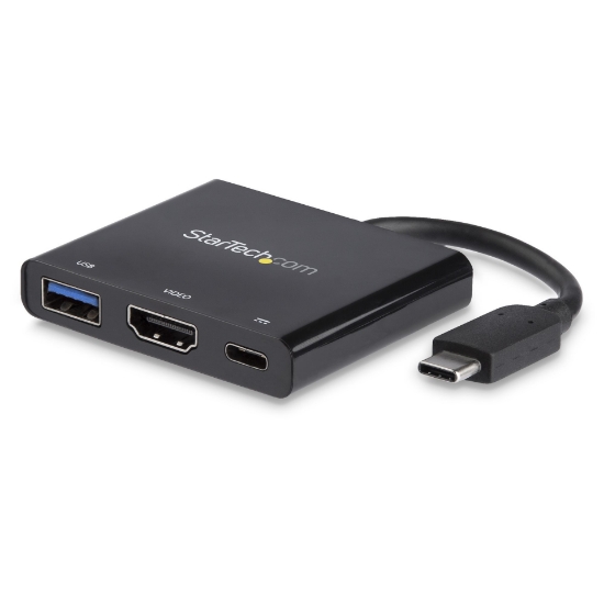 Picture of StarTech.com USB-C Multiport Adapter with HDMI - USB 3.0 Port - 60W PD - Black