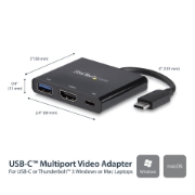 Picture of StarTech.com USB-C Multiport Adapter with HDMI - USB 3.0 Port - 60W PD - Black
