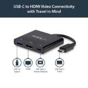 Picture of StarTech.com USB-C Multiport Adapter with HDMI - USB 3.0 Port - 60W PD - Black