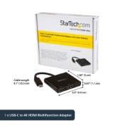 Picture of StarTech.com USB-C Multiport Adapter with HDMI - USB 3.0 Port - 60W PD - Black