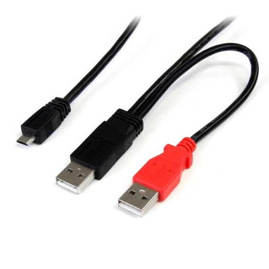 Picture of StarTech.com 3 ft USB Y Cable for External Hard Drive - Dual USB-A to Micro-B