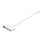 Picture of StarTech.com 3-Port USB-C Hub with Gigabit Ethernet - USB-C to 3x USB-A - USB 3.0 Hub - White~3-Port USB-C Hub with Gigabit Ethernet - USB-C to 3x USB-A - USB 3.0 Hub - 5Gbps - White
