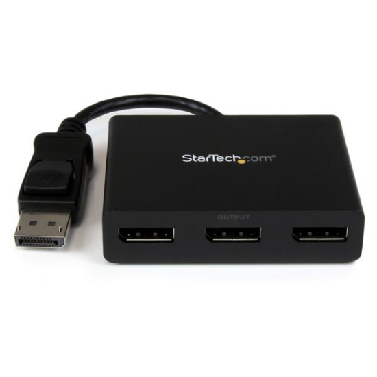 Picture of StarTech.com 3-Port Multi Monitor Adapter - DisplayPort 1.2 MST Hub to Dual 4K 30Hz & 1x 1080p - Video Splitter for Extended Desktop Mode on Windows PCs Only - DP to 3x DP Monitors