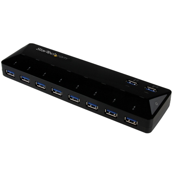 Picture of StarTech.com 10-Port USB 3.0 Hub with Charge and Sync Ports - 2 x 1.5A Ports~10-Port USB 3.0 Hub with Charge and Sync Ports - 5Gbps - 2 x 1.5A Ports
