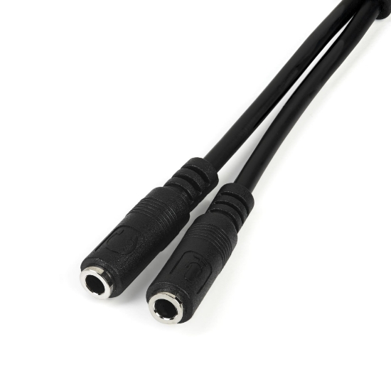 Picture of StarTech.com Headset adapter for headsets with separate headphone / microphone plugs - 3.5mm 4 position to 2x 3 position 3.5mm M/F
