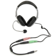 Picture of StarTech.com Headset adapter for headsets with separate headphone / microphone plugs - 3.5mm 4 position to 2x 3 position 3.5mm M/F