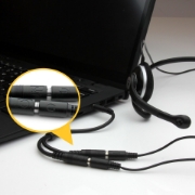 Picture of StarTech.com Headset adapter for headsets with separate headphone / microphone plugs - 3.5mm 4 position to 2x 3 position 3.5mm M/F