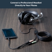 Picture of StarTech.com Headset adapter for headsets with separate headphone / microphone plugs - 3.5mm 4 position to 2x 3 position 3.5mm M/F