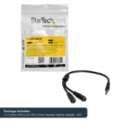 Picture of StarTech.com Headset adapter for headsets with separate headphone / microphone plugs - 3.5mm 4 position to 2x 3 position 3.5mm M/F
