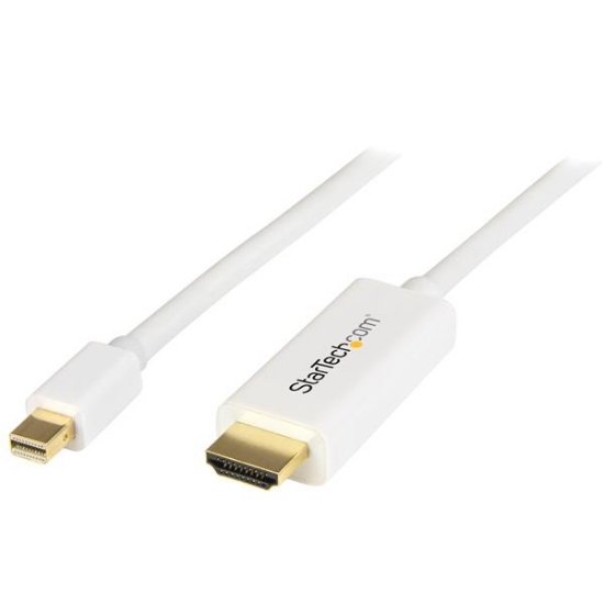 Picture of StarTech.com 6ft (2m) Mini DisplayPort to HDMI Cable - 4K 30Hz Video - mDP to HDMI Adapter Cable - Mini DP or Thunderbolt 1/2 Mac/PC to HDMI Monitor - mDP to HDMI Converter Cord - White