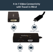 Picture of StarTech.com USB-C Multiport Video Adapter - 3-in-1 - 4K 30Hz - Black