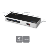 Picture of StarTech.com USB-C & USB-A Dock - Dual Monitor 4K 60Hz Dock DisplayPort + HDMI - Hybrid USB 3.0 Docking Station for USB-C or USB-A Laptops - 6x USB Type-A, GbE - USB 3.1 Gen 1 - Mac/Windows