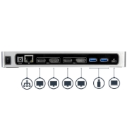 Picture of StarTech.com USB-C & USB-A Dock - Dual Monitor 4K 60Hz Dock DisplayPort + HDMI - Hybrid USB 3.0 Docking Station for USB-C or USB-A Laptops - 6x USB Type-A, GbE - USB 3.1 Gen 1 - Mac/Windows