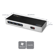 Picture of StarTech.com USB-C & USB-A Dock - Dual Monitor 4K 60Hz Dock DisplayPort + HDMI - Hybrid USB 3.0 Docking Station for USB-C or USB-A Laptops - 6x USB Type-A, GbE - USB 3.1 Gen 1 - Mac/Windows
