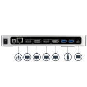 Picture of StarTech.com USB-C & USB-A Dock - Dual Monitor 4K 60Hz Dock DisplayPort + HDMI - Hybrid USB 3.0 Docking Station for USB-C or USB-A Laptops - 6x USB Type-A, GbE - USB 3.1 Gen 1 - Mac/Windows