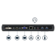 Picture of StarTech.com Dual-Monitor USB 3.0 Docking Station with HDMI & DVI/VGA~Dual Monitor USB 3.0 Laptop Docking Station with HDMI/DVI/VGA, 3x USB-A Hub, GbE, Audio, Universal Type-A Dock for Windows/macOS/ChromeOS - TAA Compliant