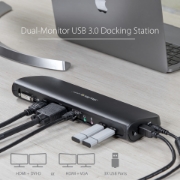 Picture of StarTech.com Dual-Monitor USB 3.0 Docking Station with HDMI & DVI/VGA~Dual Monitor USB 3.0 Laptop Docking Station with HDMI/DVI/VGA, 3x USB-A Hub, GbE, Audio, Universal Type-A Dock for Windows/macOS/ChromeOS - TAA Compliant