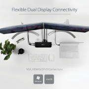 Picture of StarTech.com Dual-Monitor USB 3.0 Docking Station with HDMI & DVI/VGA~Dual Monitor USB 3.0 Laptop Docking Station with HDMI/DVI/VGA, 3x USB-A Hub, GbE, Audio, Universal Type-A Dock for Windows/macOS/ChromeOS - TAA Compliant