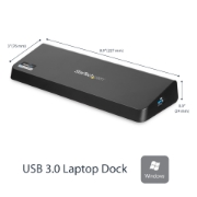 Picture of StarTech.com USB 3.0 Docking Station Dual Monitor with HDMI & 4K DisplayPort - USB 3.0 to 4x USB-A, Ethernet, HDMI and DP - USB Type A Universal Laptop Docking Station for Mac & Windows